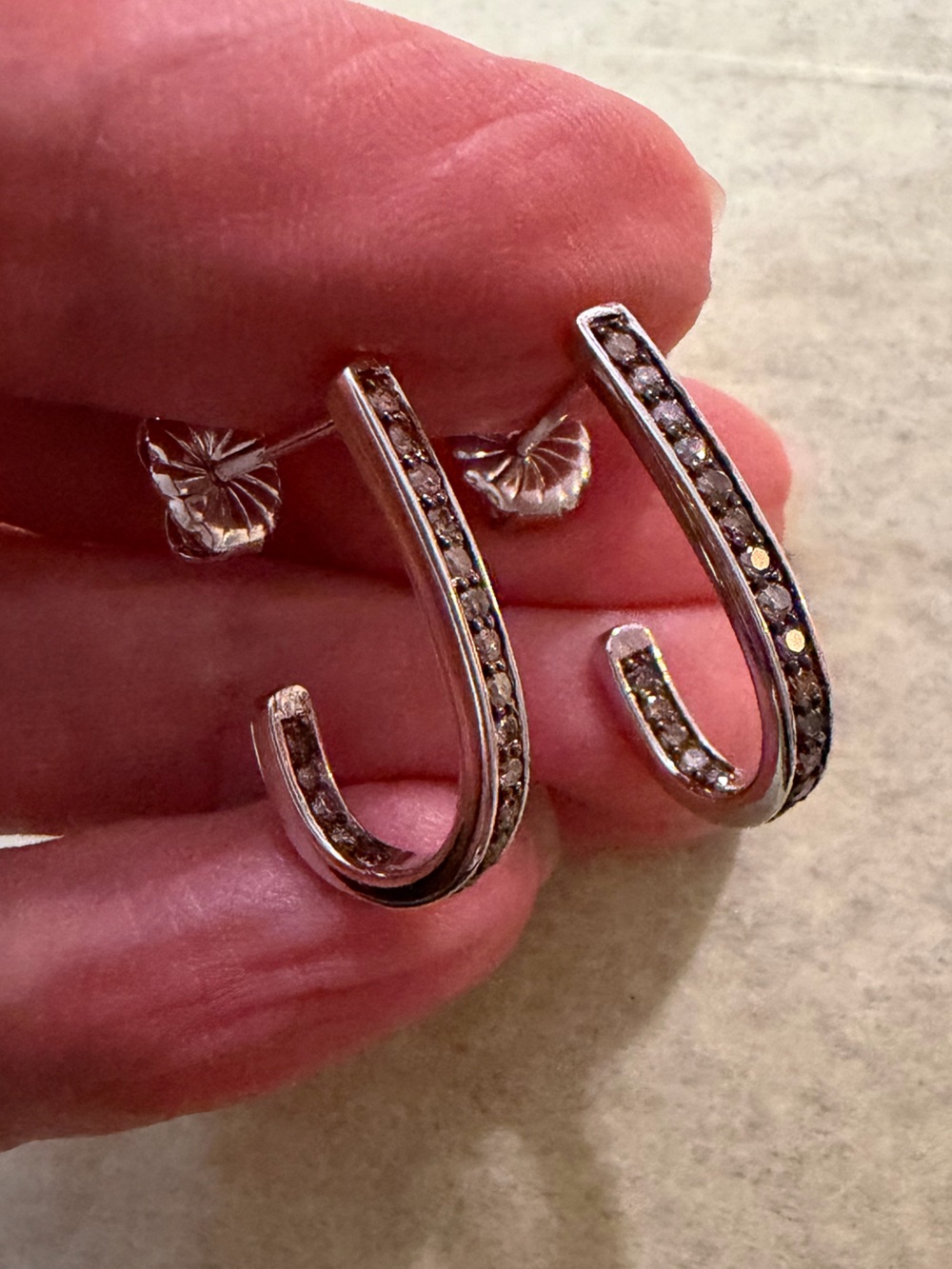 HSN Colors of Diamonds .49 ctw champagne diamond inside out j hoop earrings